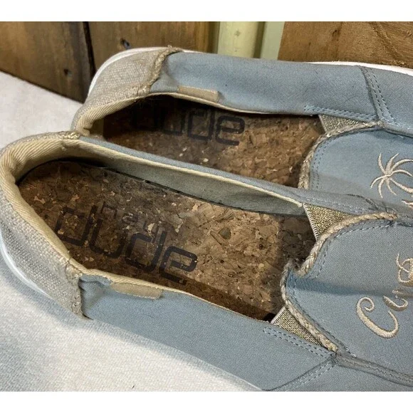 Hey Dude 'Coco' Aqua and Natural Slip on Women's Shoe Size 7 Gold Sparkle - Picture 8 of 9